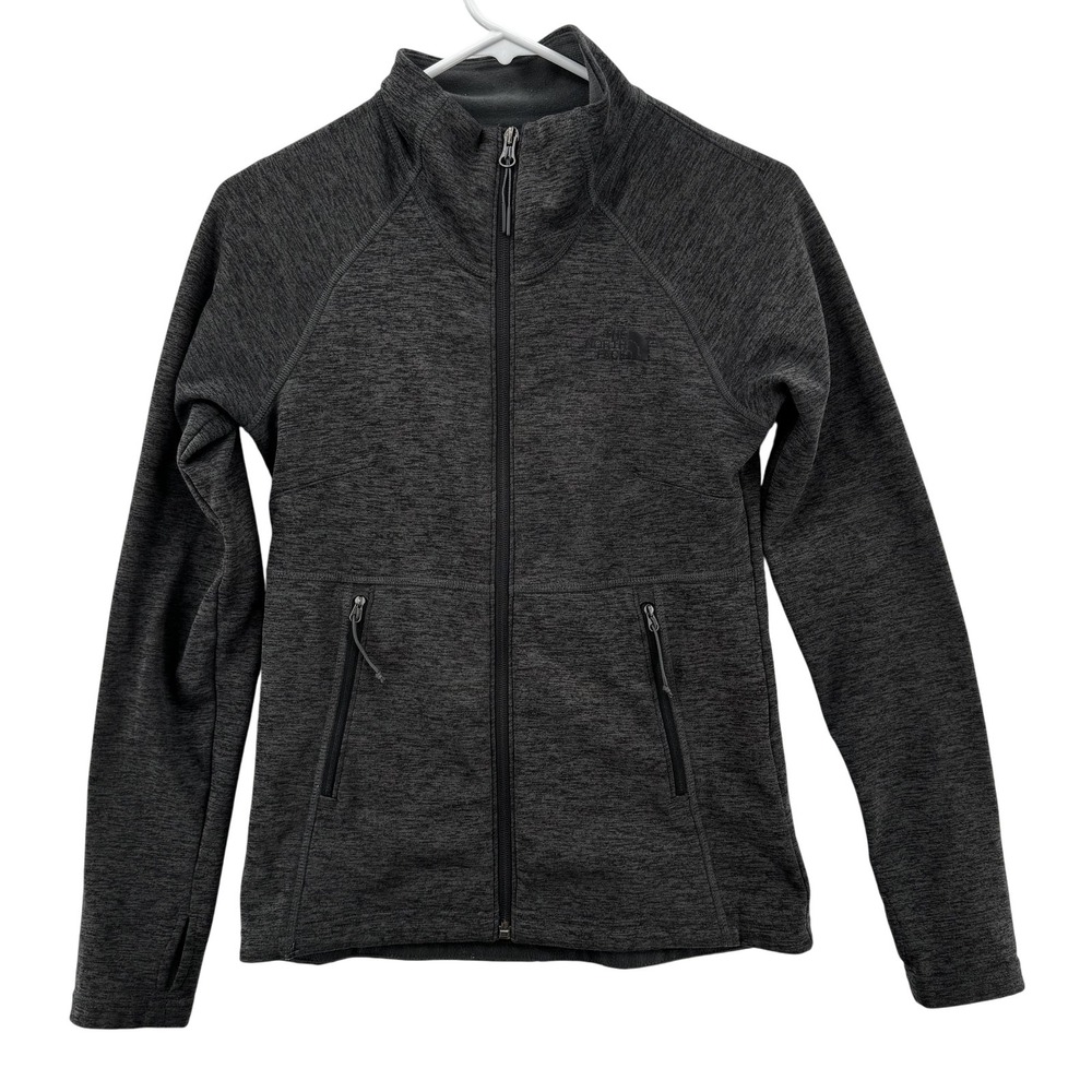 North Face Jacket‎ Womens XS Gray Full Zip Fleece Stretch Midlayer Hiking W388